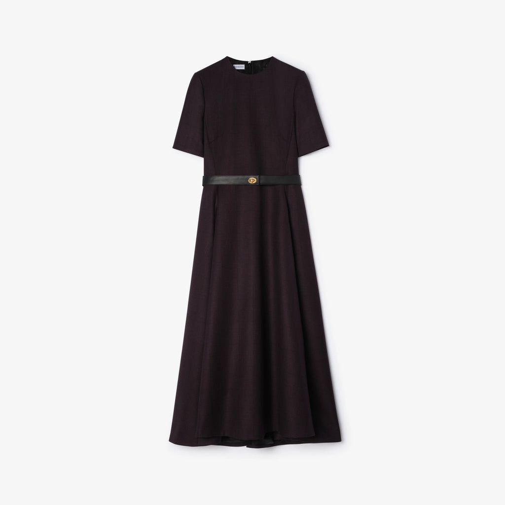 Belted Check Wool Dress
