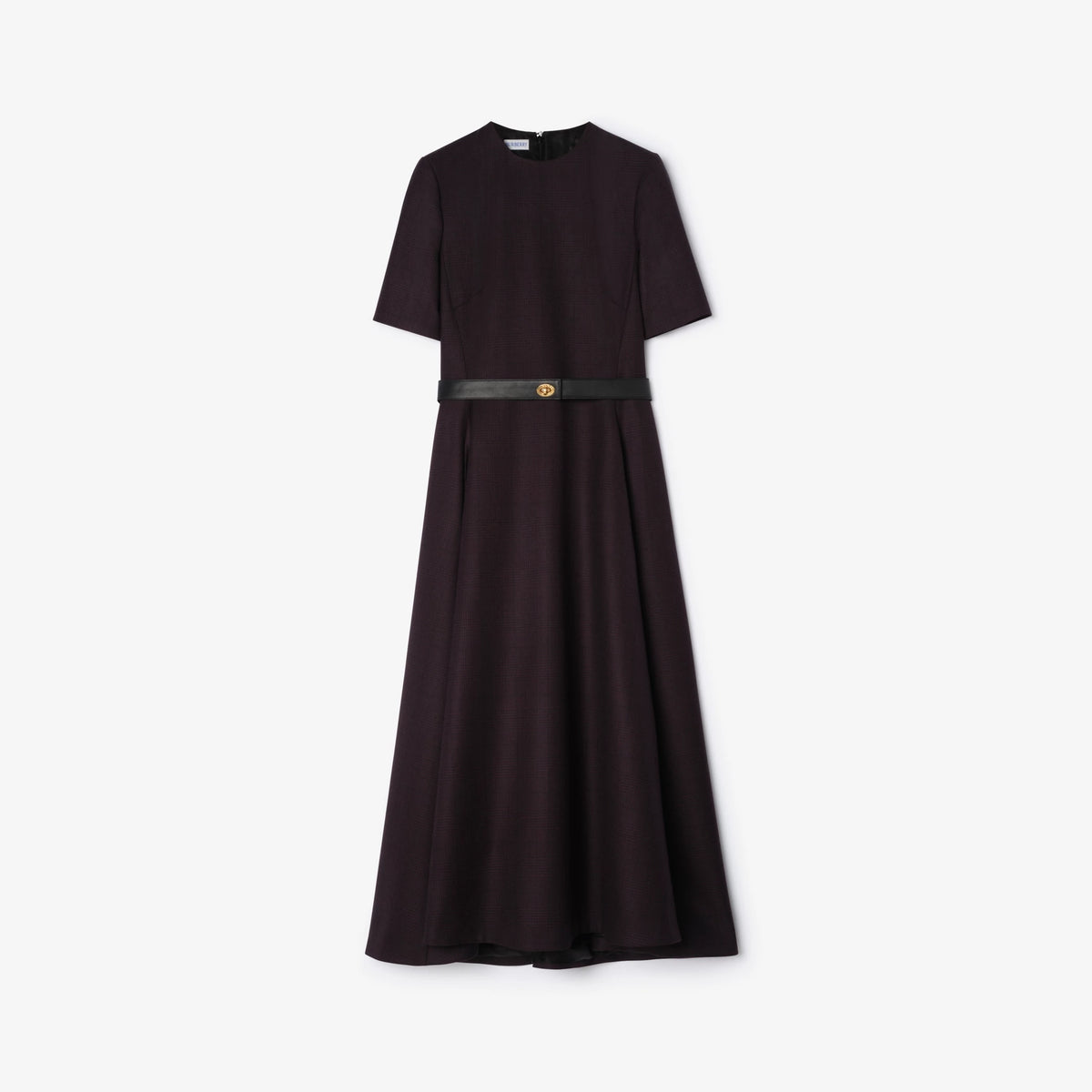 Belted Check Wool Dress