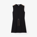 Check Trim Cotton Jersey Dress