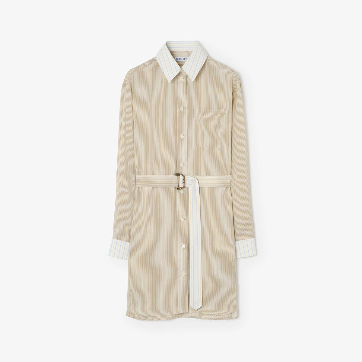 Striped Silk Poplin Shirt Dress