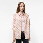 Relaxed Fit Check Cotton ShirtPrice undefined Flora pink RUNWAY DELUXE