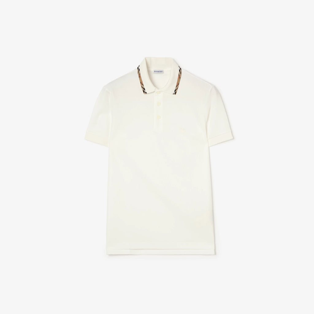 Check Trim Cotton Polo Shirt RUNWAY DELUXE