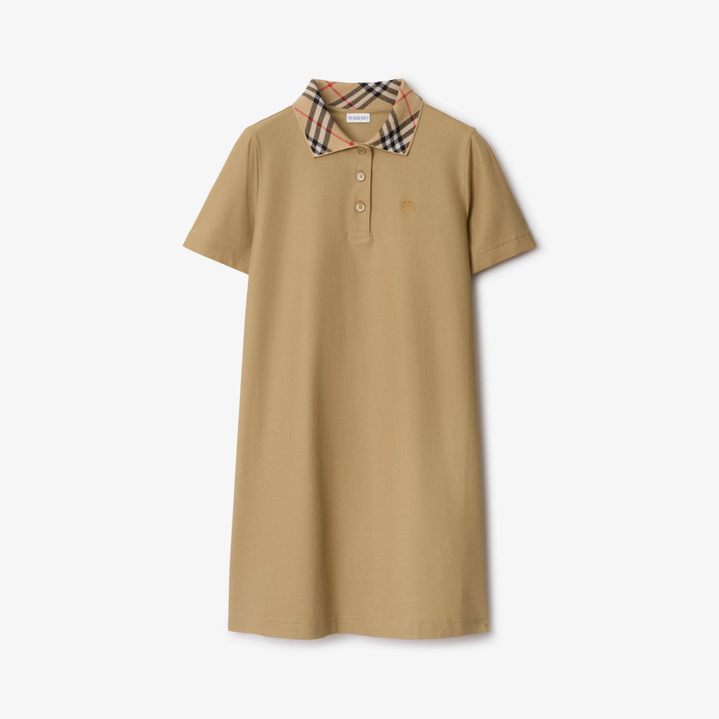 Check Collar Cotton Polo Shirt Dress