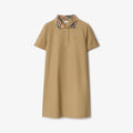 Check Collar Cotton Polo Shirt Dress