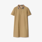 Check Collar Cotton Polo Shirt Dress