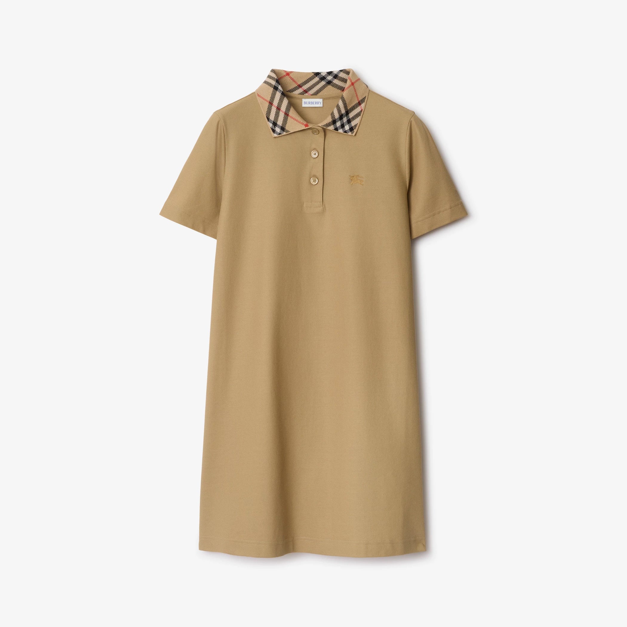 Check Collar Cotton Polo Shirt Dress