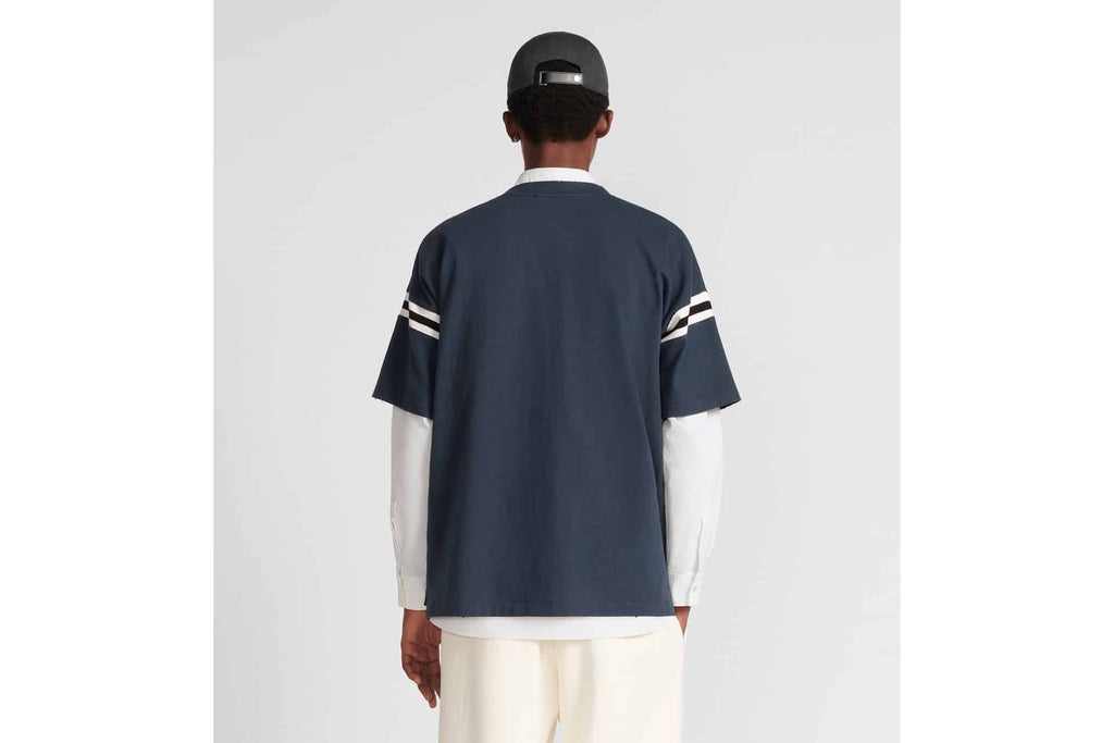 Oversized T-Shirt Navy Blue Slub Cotton Jersey