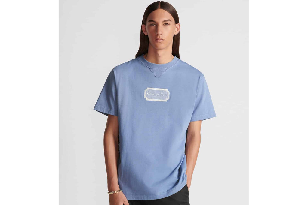 Christian Dior Couture Relaxed-Fit T-Shirt Blue Cotton Jersey
