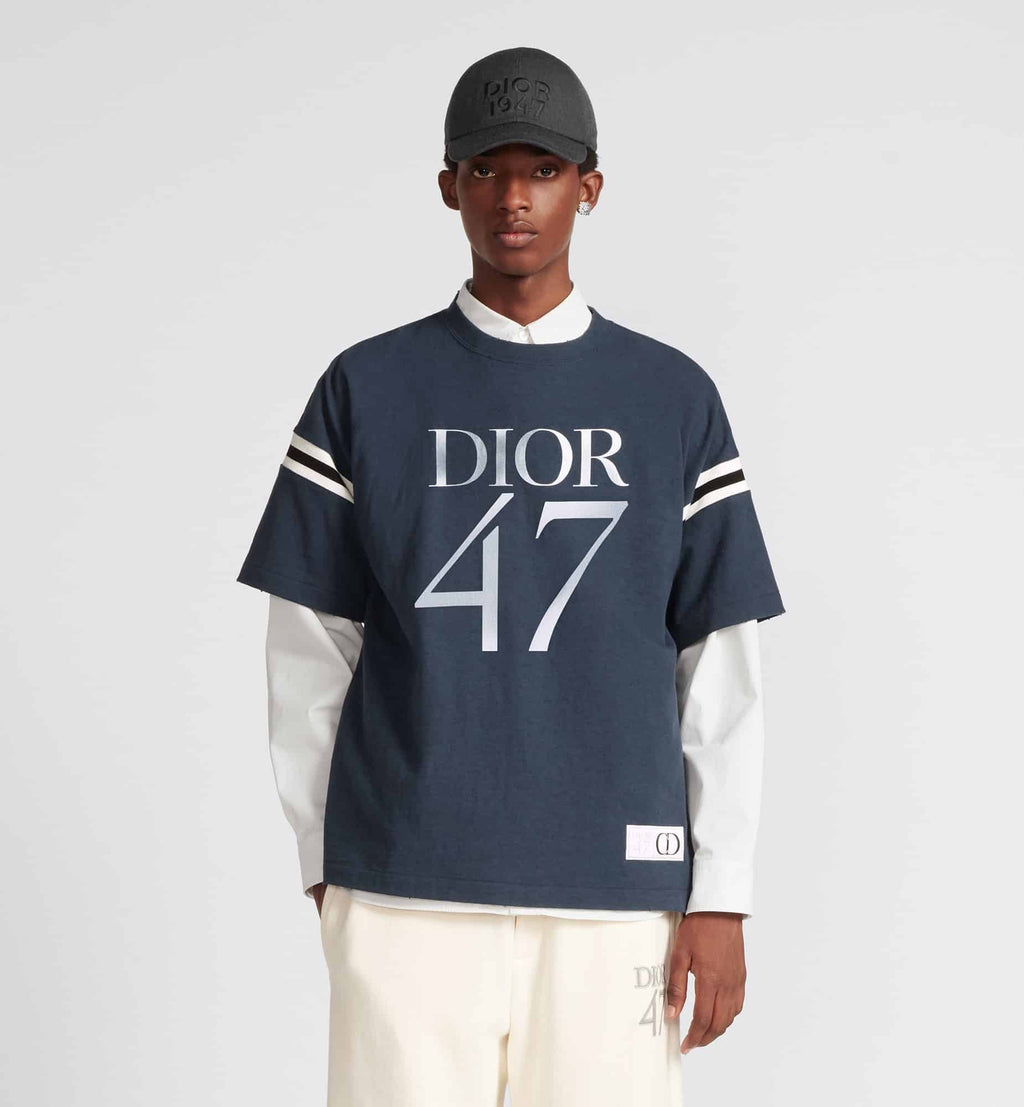 Oversized T-Shirt Navy Blue Slub Cotton Jersey