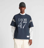 Oversized T-Shirt Navy Blue Slub Cotton Jersey