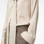 Striped Silk Scarf BlousePrice undefined Dune beige/chalk white RUNWAY DELUXE