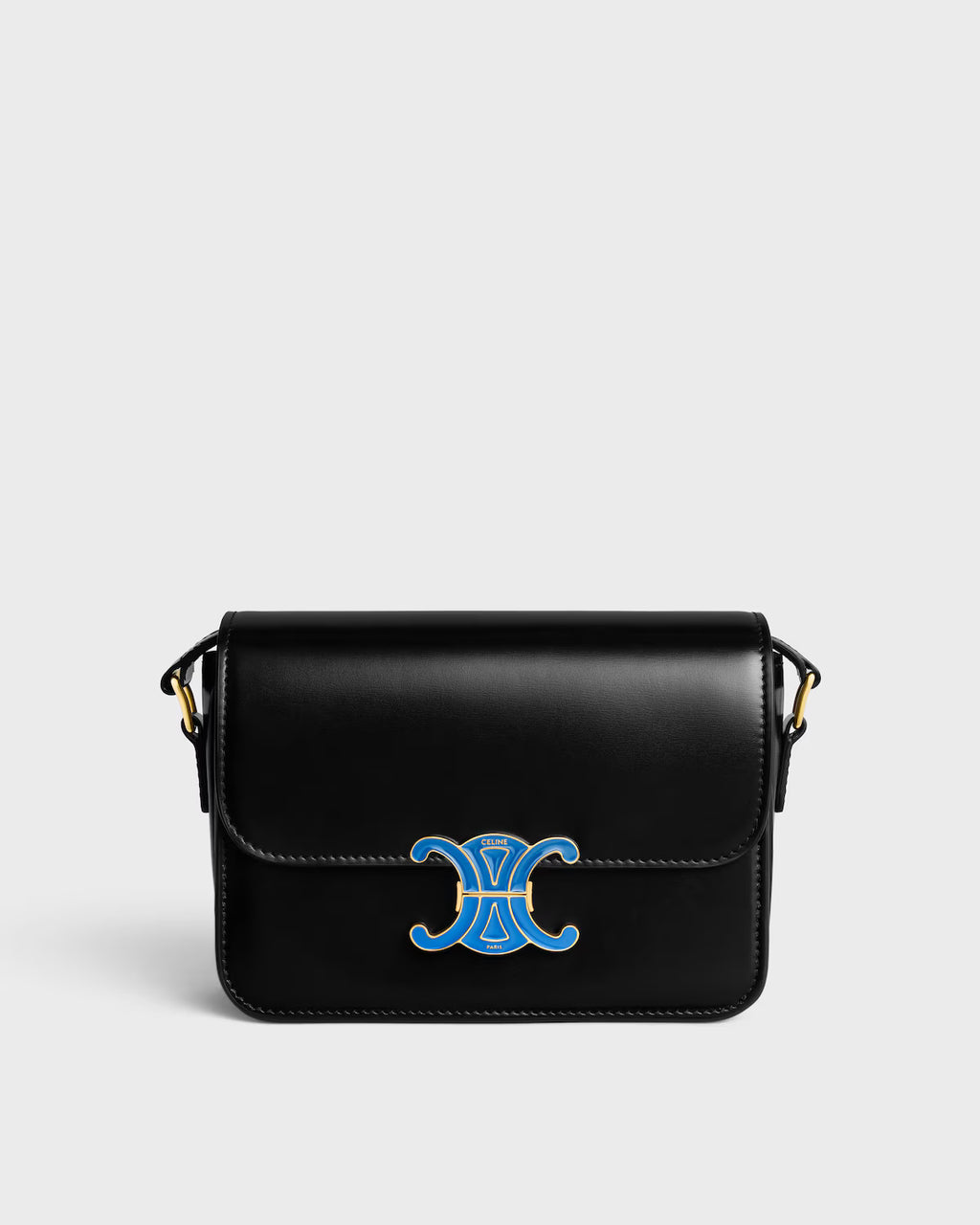 TEEN TRIOMPHE BAG IN SHINY CALFSKIN WITH ENAMEL CLOSURE RUNWAY DELUXE