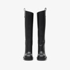 Leather Cavalier Heel Boots