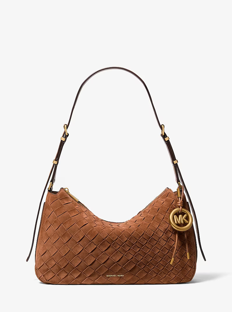 Nolita Medium Hand-Woven Suede Shoulder Bag RUNWAY DELUXE