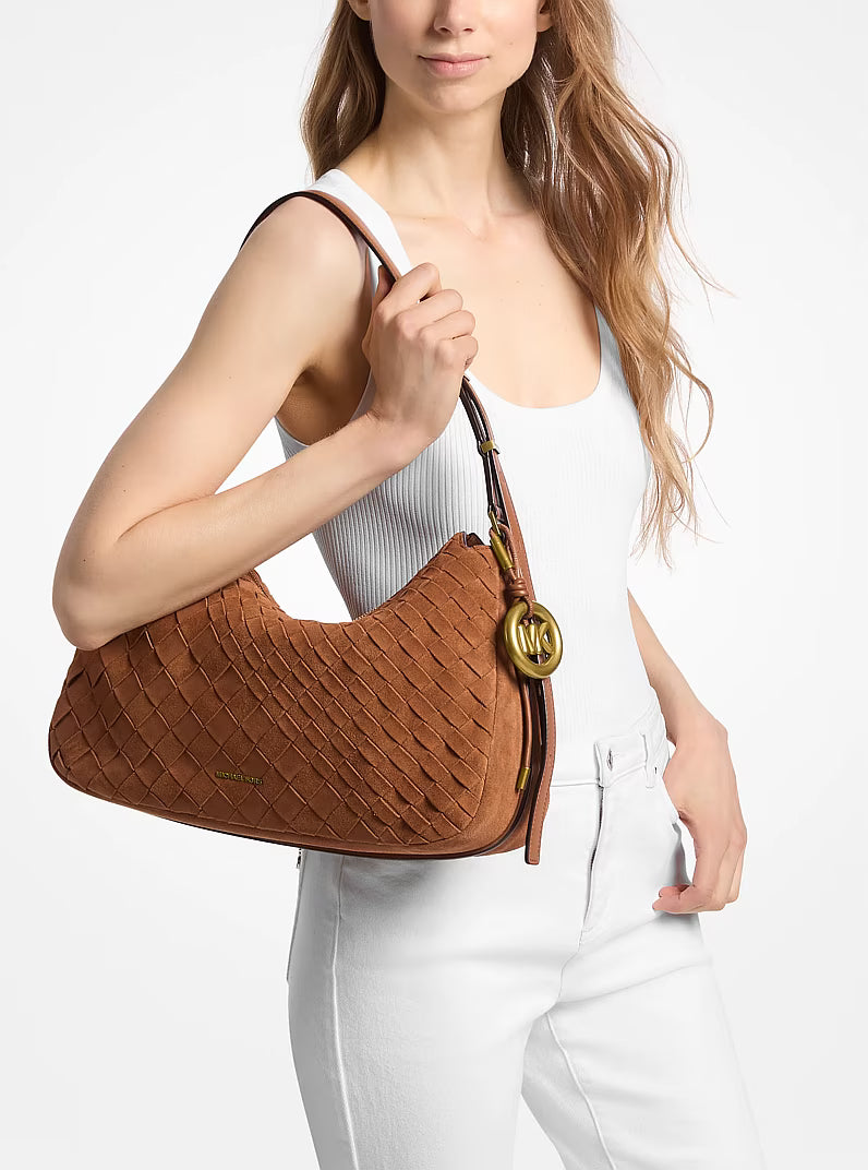 Nolita Medium Hand-Woven Suede Shoulder Bag RUNWAY DELUXE