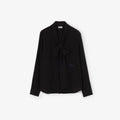 Silk Crepe De Chine Scarf BlousePrice undefined Black RUNWAY DELUXE