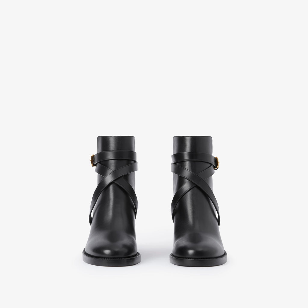 Check and Leather Heel Boots