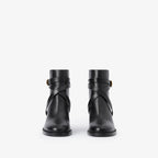 Check and Leather Heel Boots