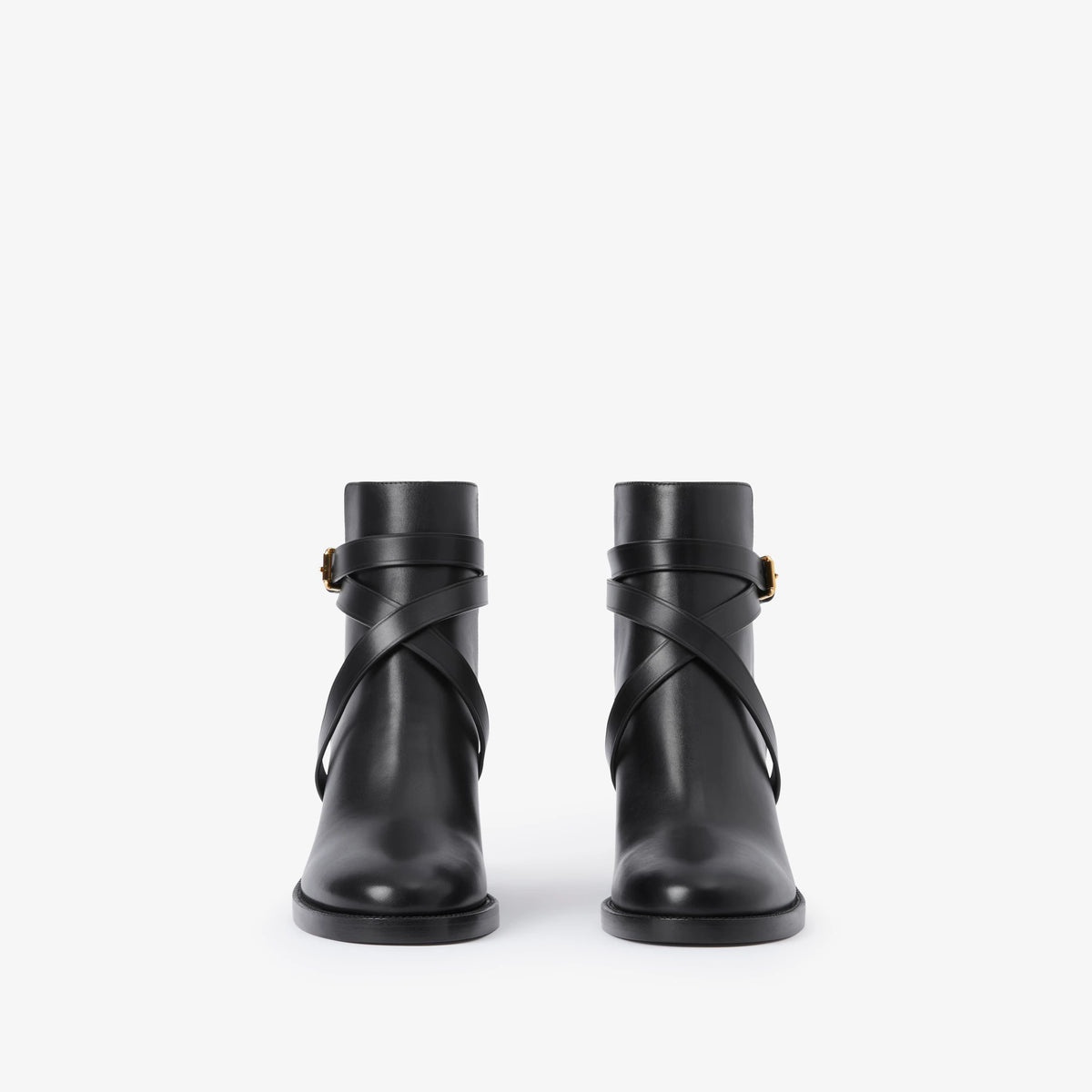 Check and Leather Heel Boots