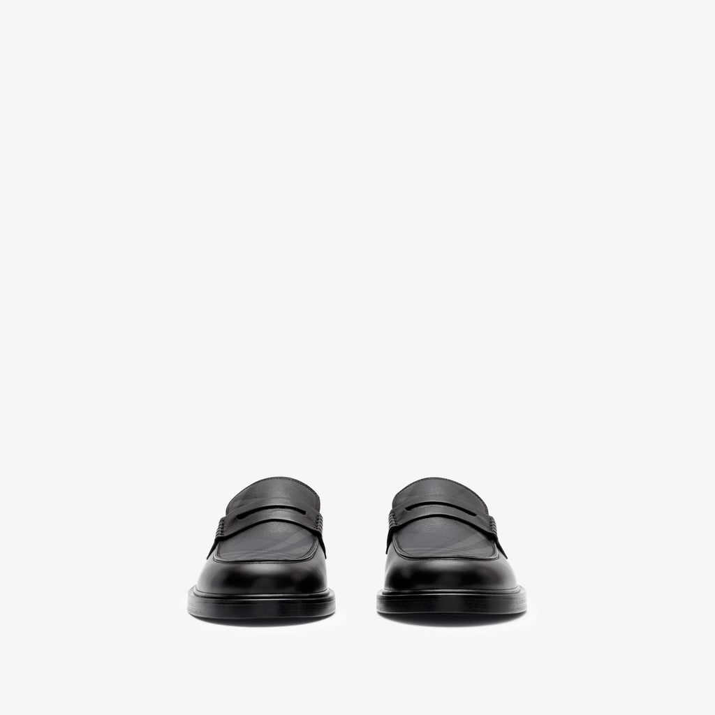 Check and Leather Pembroke Loafers