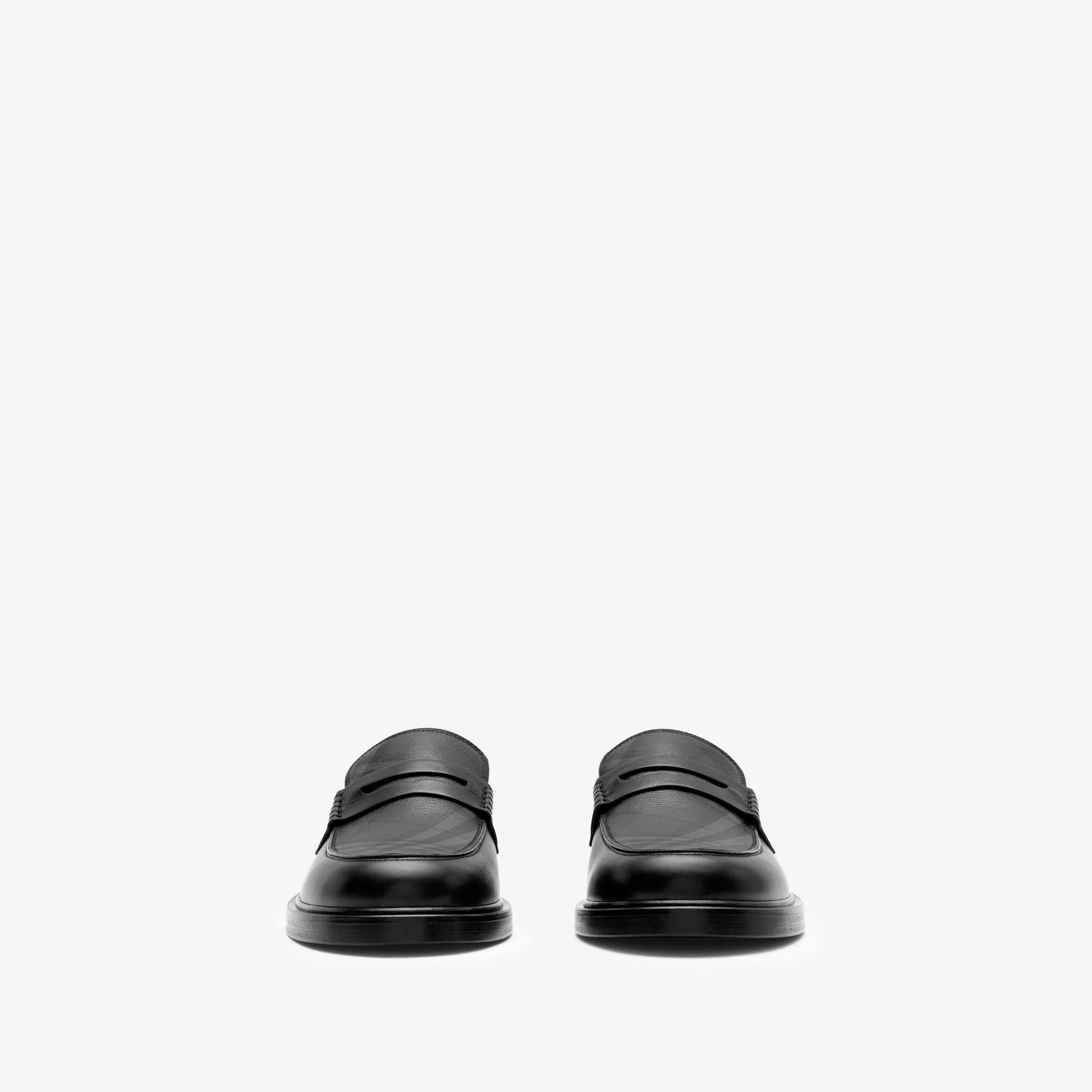 Check and Leather Pembroke Loafers