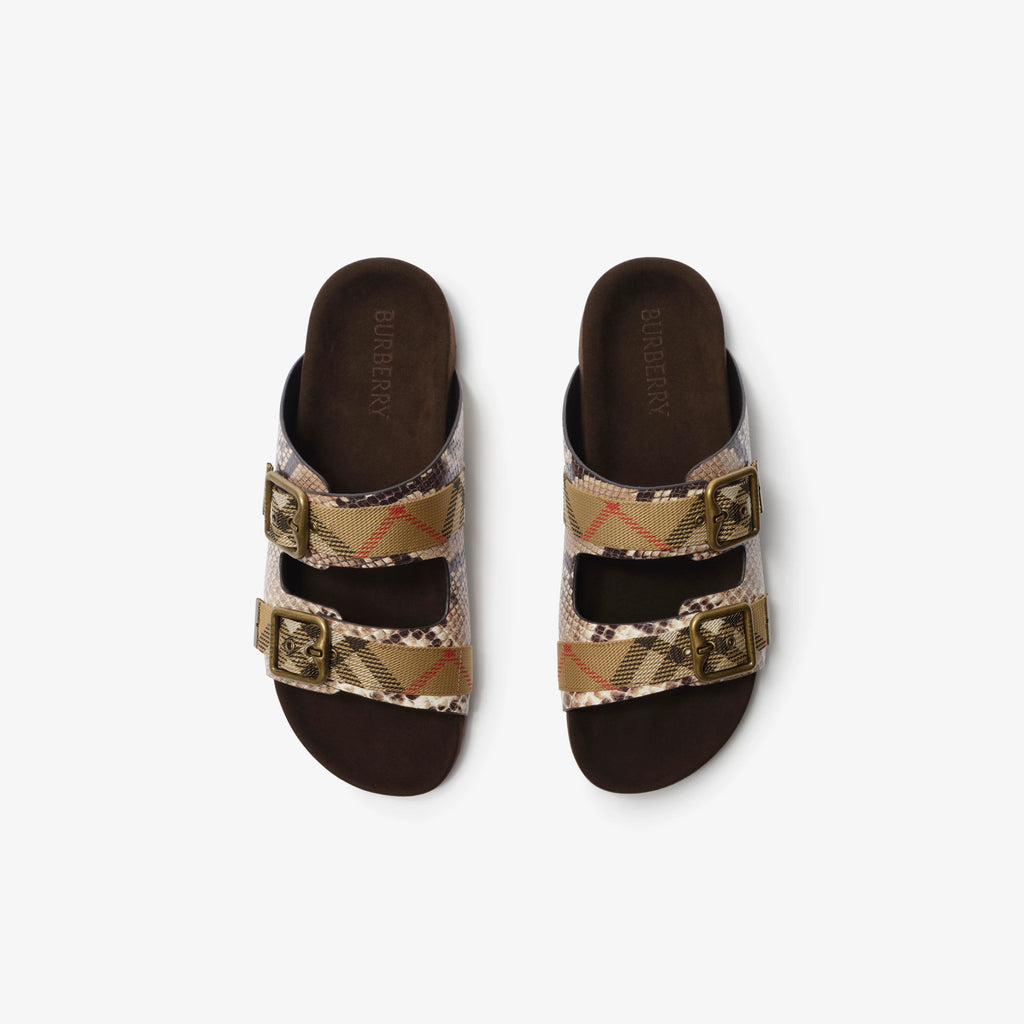 Python-print Leather Urchin Sandals RUNWAY DELUXE