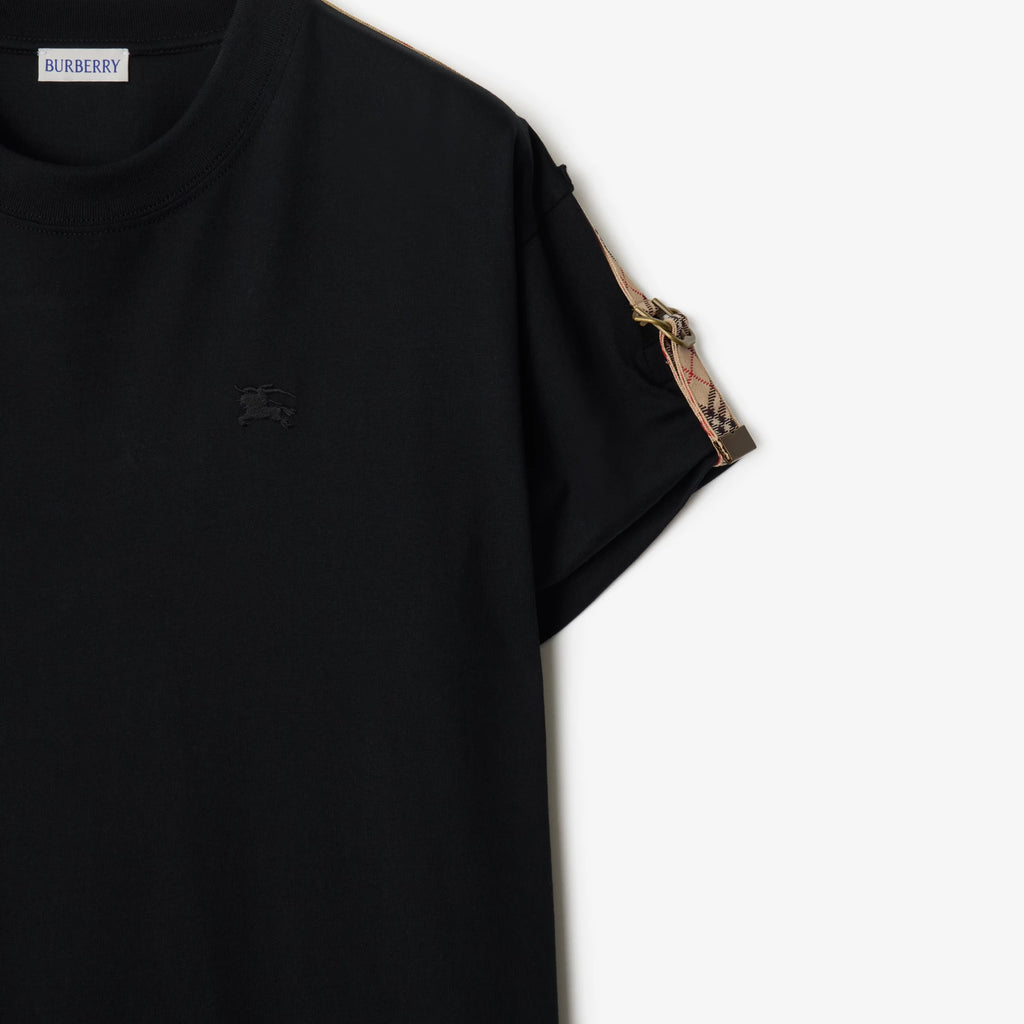 Check Trim Cotton T-shirt Dress