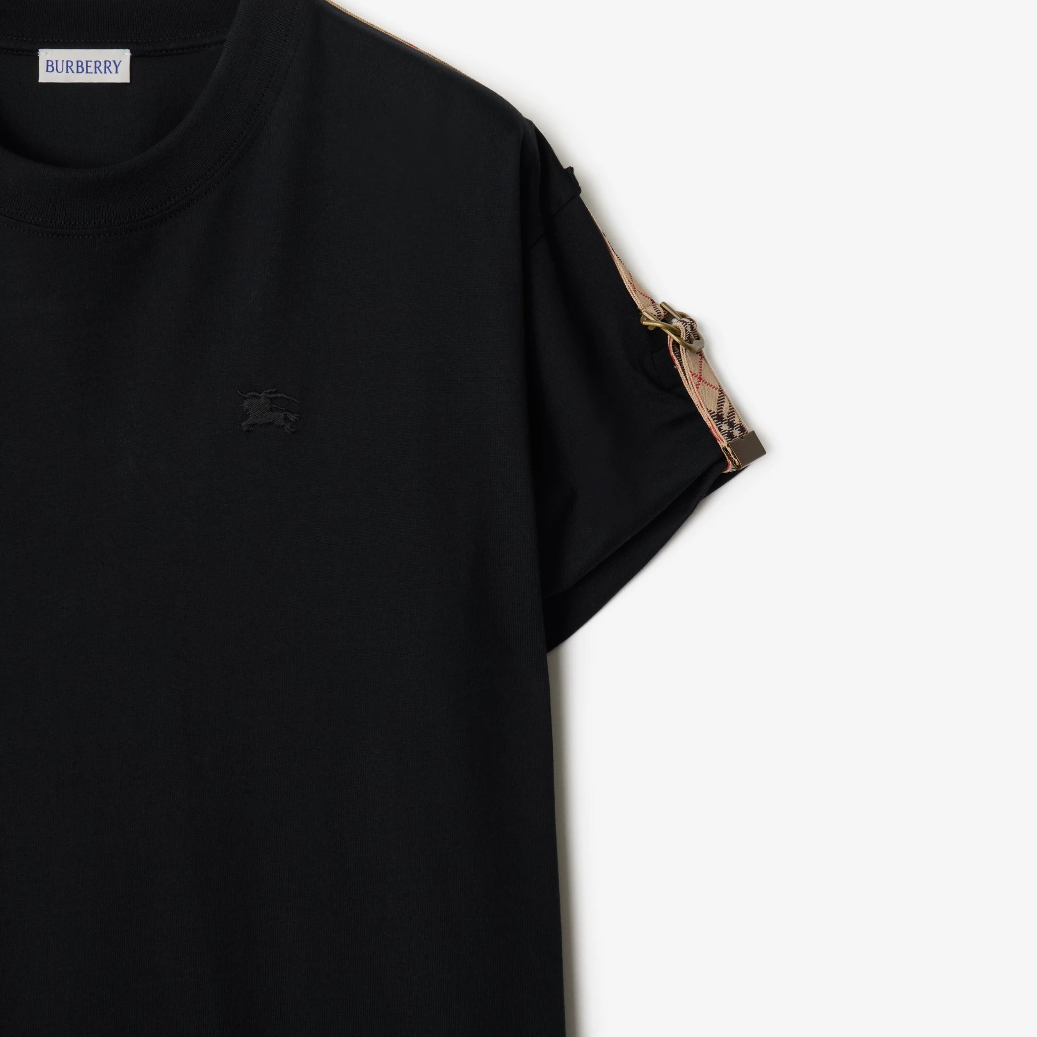 Check Trim Cotton T-shirt Dress