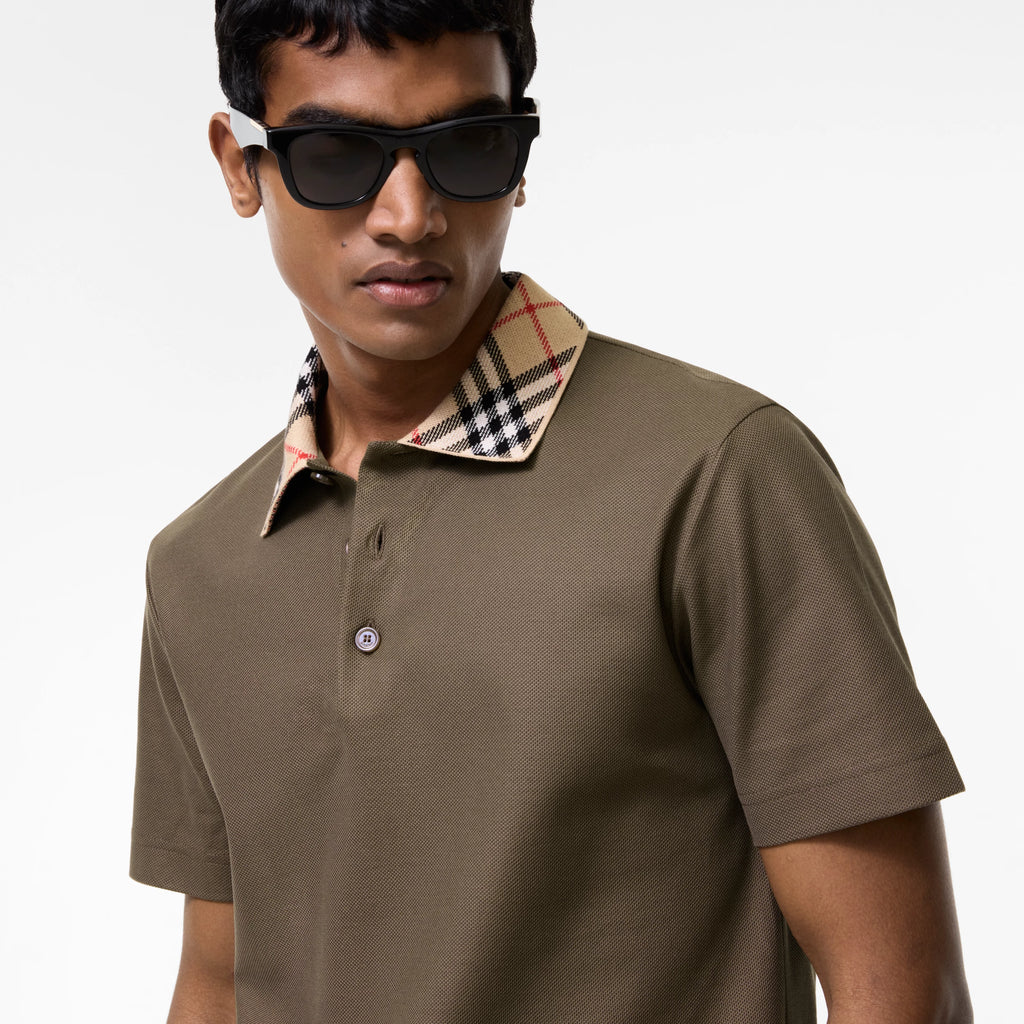 Check Collar Cotton Polo Shirt RUNWAY DELUXE