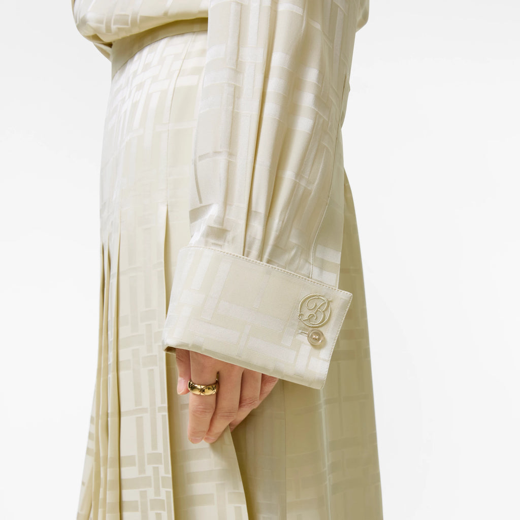 Classic Fit Check Silk ShirtPrice undefined Runway Champagne white RUNWAY DELUXE