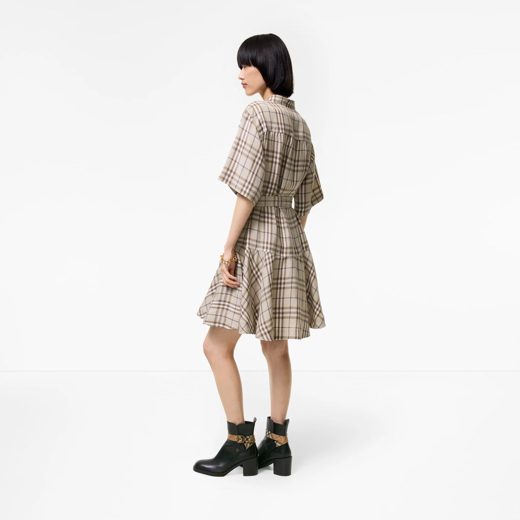 Check Linen Blend Dress