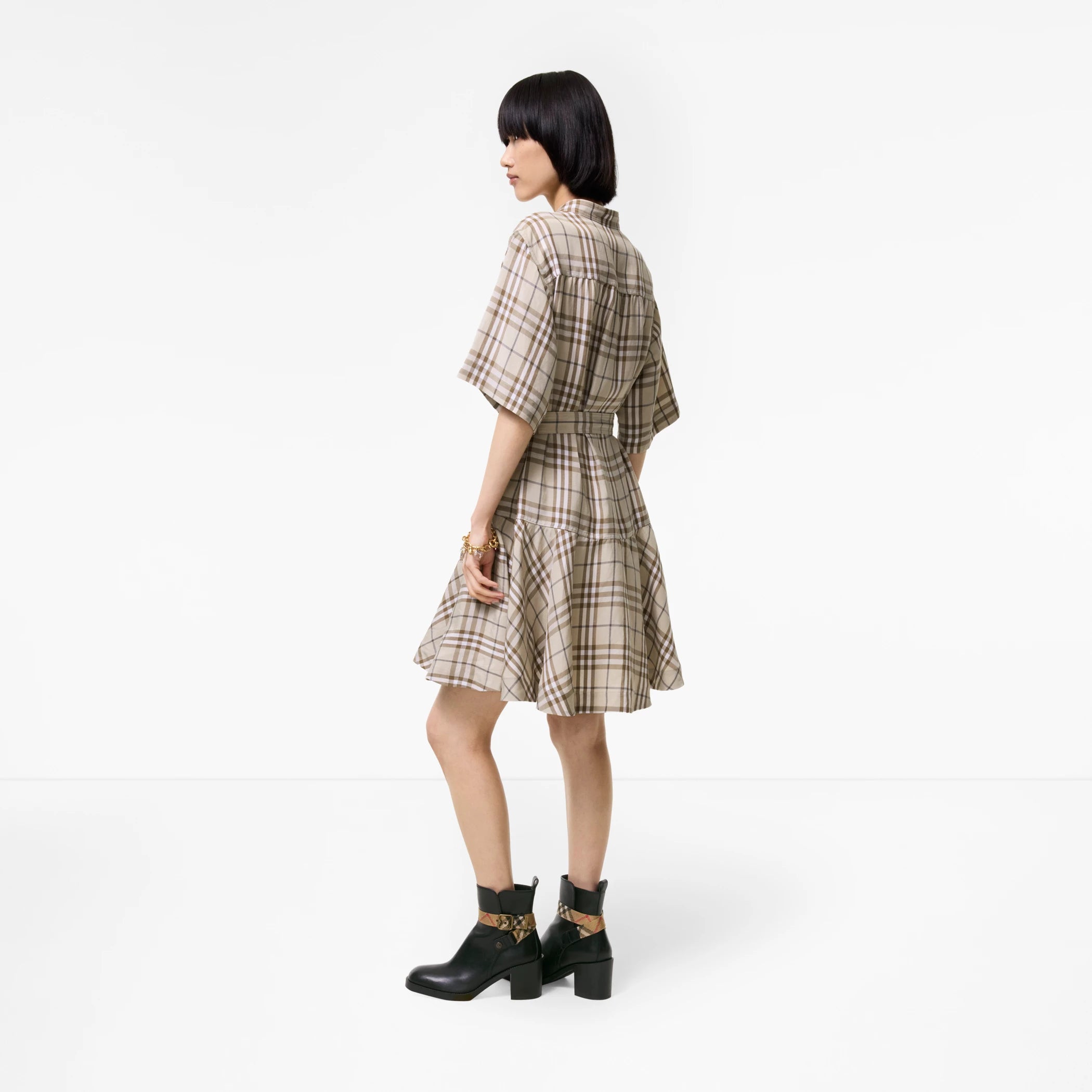 Check Linen Blend Dress