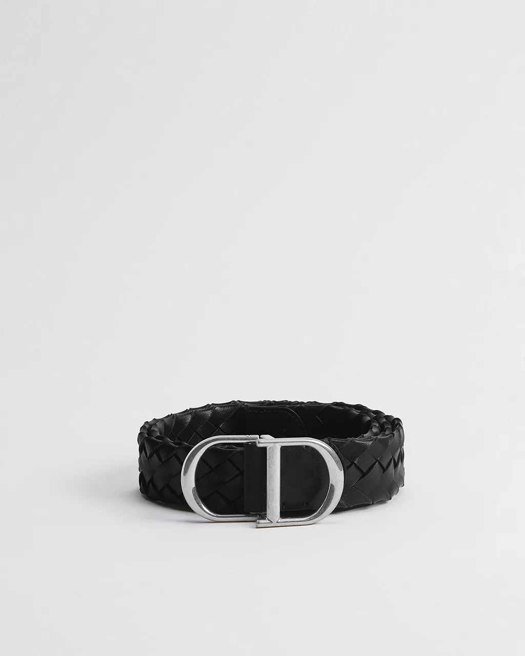 CD Belt Black Woven Taurillon Leather, 35 MM RUNWAY DELUXE