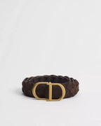 CD Belt Brown Braided Suede Calfskin, 35 MM RUNWAY DELUXE