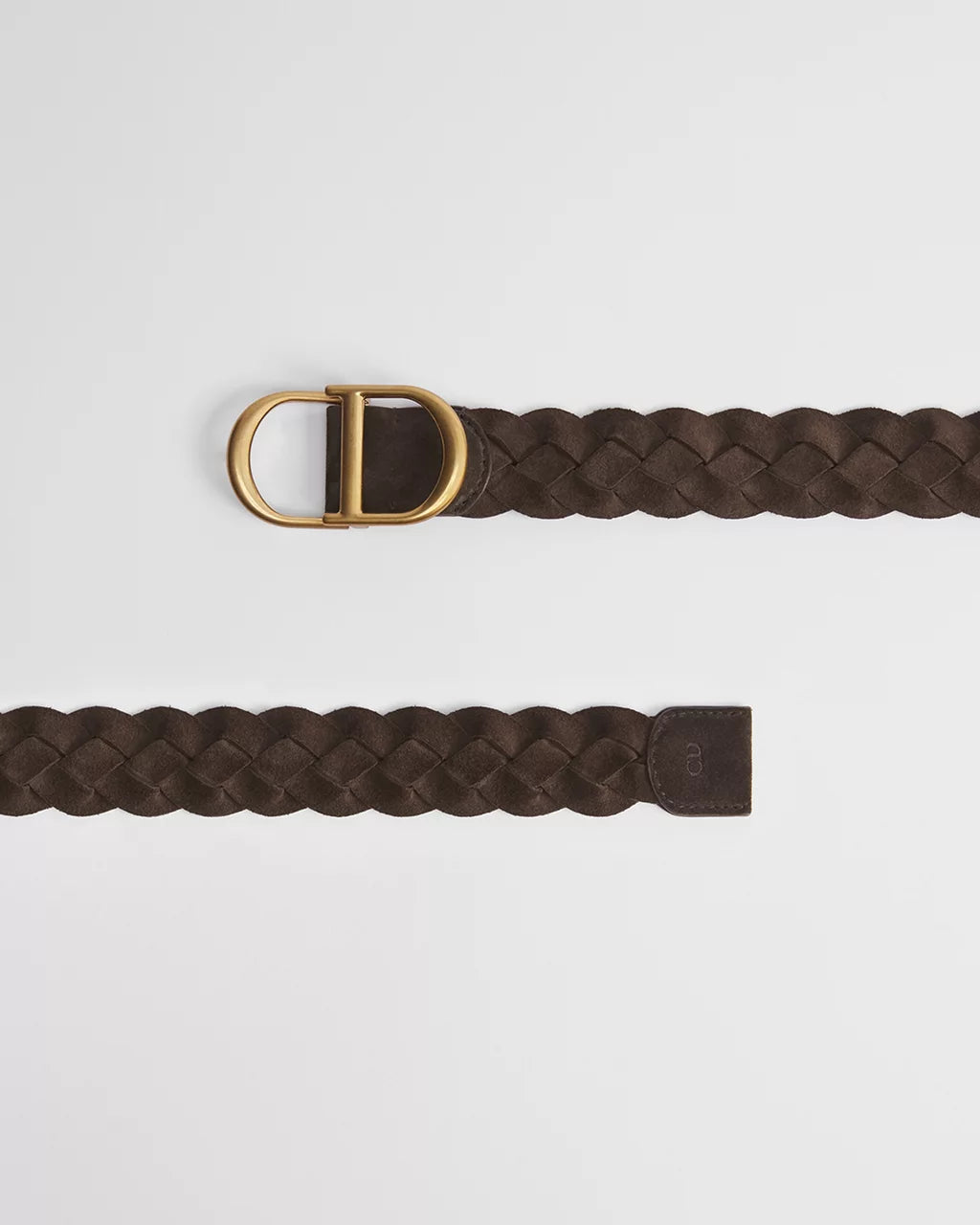 CD Belt Brown Braided Suede Calfskin, 35 MM RUNWAY DELUXE