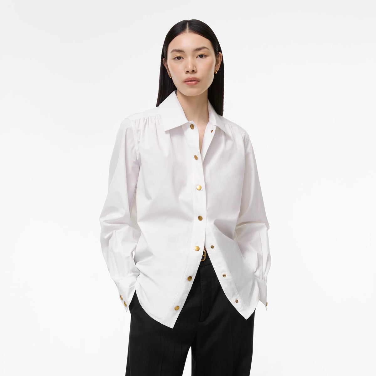 Cotton Poplin BlousePrice undefined New In White RUNWAY DELUXE
