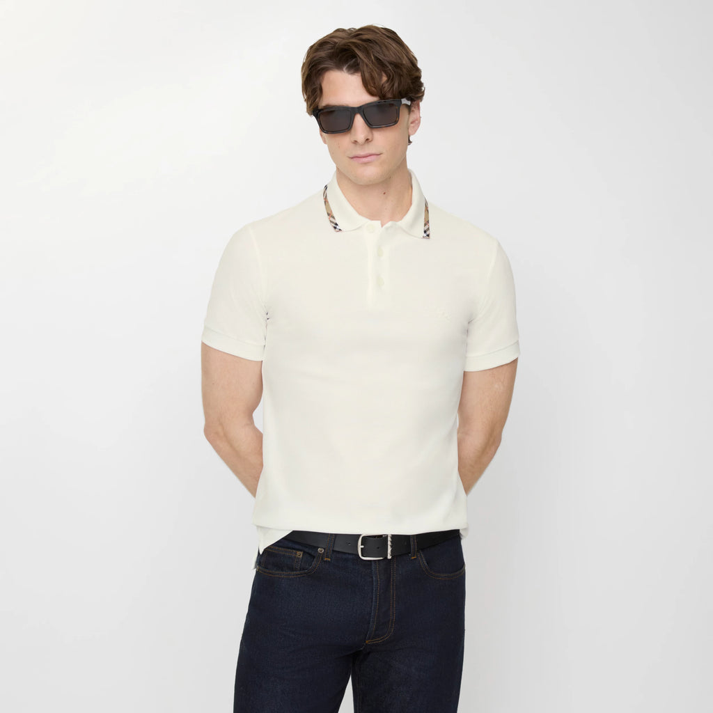 Check Trim Cotton Polo Shirt RUNWAY DELUXE