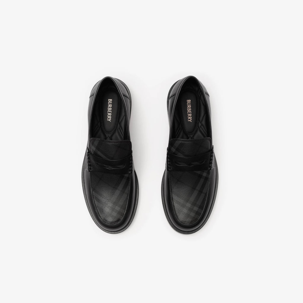 Check and Leather Pembroke Loafers