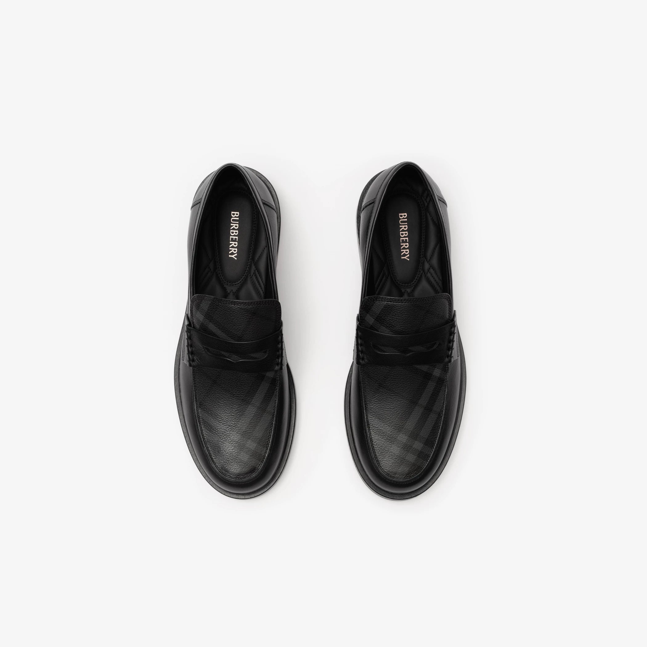 Check and Leather Pembroke Loafers
