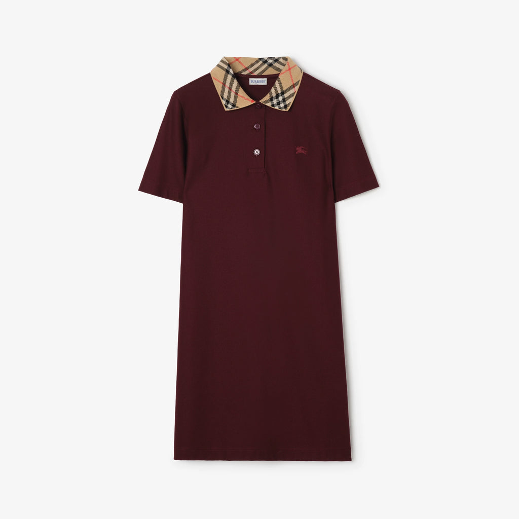 Check Collar Cotton Polo Shirt Dress