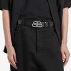 Bb Large Belt in Black BB Large Belt in black calfskin, aged-silver hardware RUNWAY DELUXE