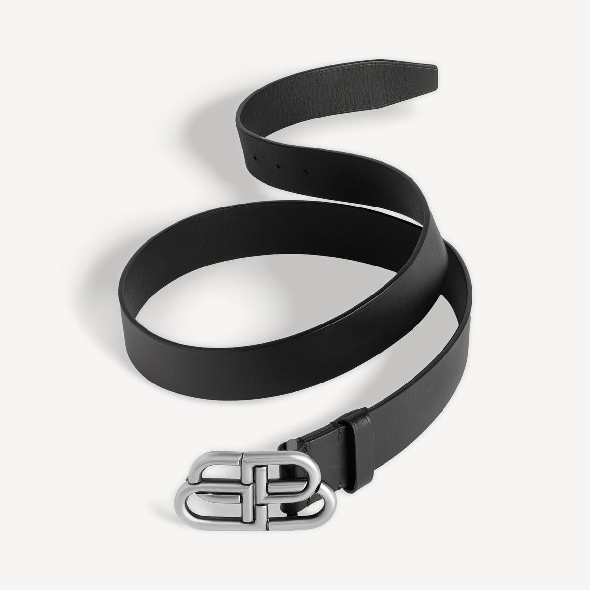 Bb Large Belt in Black BB Large Belt in black calfskin, aged-silver hardware RUNWAY DELUXE