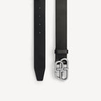 Bb Large Belt in Black BB Large Belt in black calfskin, aged-silver hardware RUNWAY DELUXE