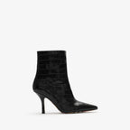 Crocodile-effect Leather Dame Ankle Boots