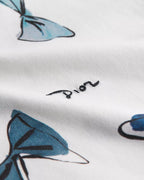 Dioriviera Oversized T-Shirt White Cotton Jersey with Blue Dior Bows Motif RUNWAY DELUXE