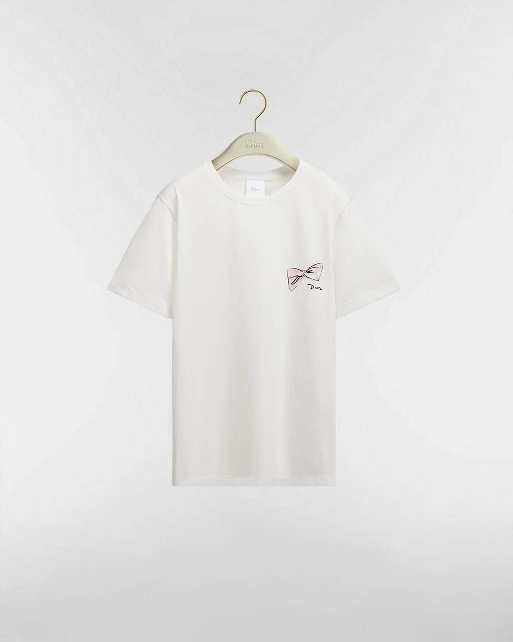 White Cotton Jersey with Pink Dior Bows Motif RUNWAY DELUXE