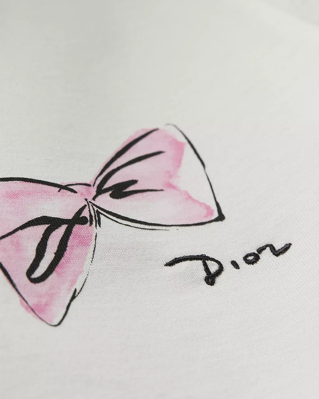 White Cotton Jersey with Pink Dior Bows Motif RUNWAY DELUXE