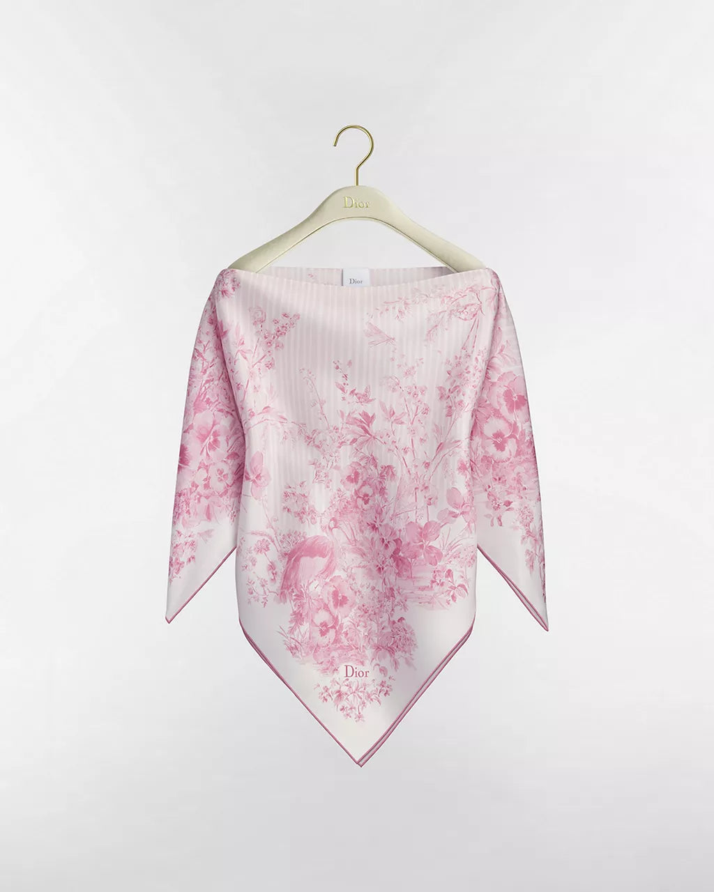 Dioriviera Toile de Jouy Floral Garden Dior Silk Top White and Pink Silk Twill RUNWAY DELUXE