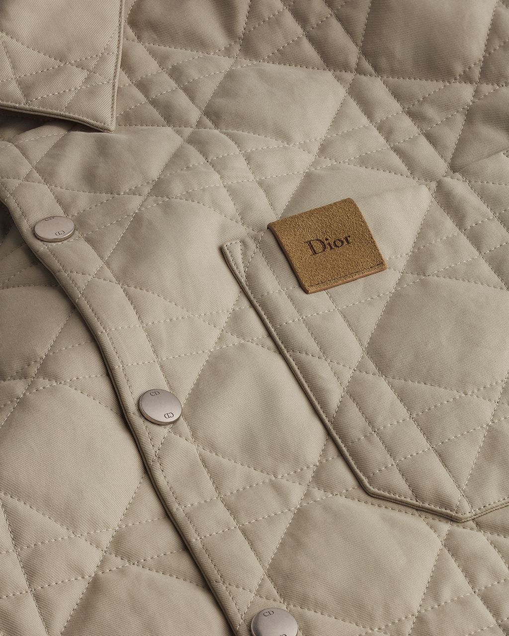 Cannage Overshirt with Leather Dior Patch Beige Cotton RUNWAY DELUXE