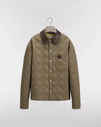 Cannage Overshirt with Leather Dior Patch Deep Beige Cotton Twill RUNWAY DELUXE